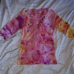 Pink ice tie dye ladies long sleeve shirt size L